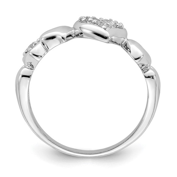 925 Sterling Silver Rhodium-plated CZ (Cubic Zirconia) Heart Ring - Picture 2 of 6